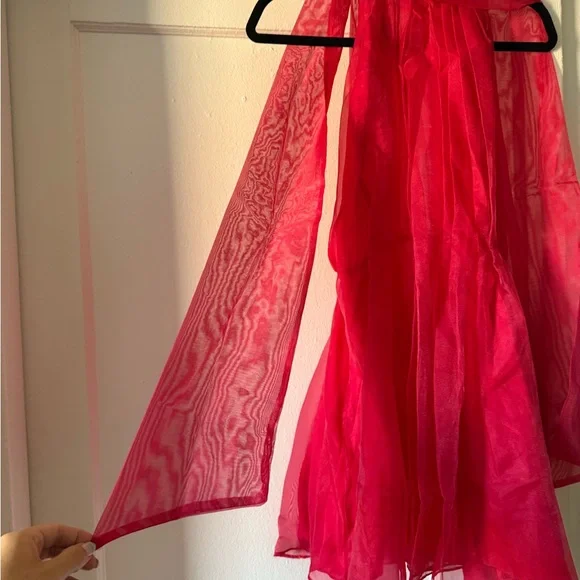 Zara hot pink/red organza mini dress size M - Picture 6 of 11